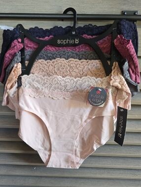 sophie b. Lace-Trim Bikini Panties in Blush, Navy, Mauve, Gray, Cream